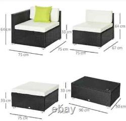 Corner Rattan Garden Furniture Outdoor Patio Lounge Sofa Set Wicker Coffee Table