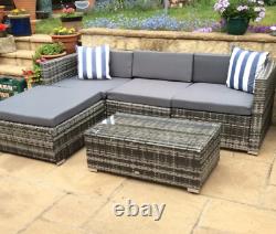 Corner Rattan Garden Furniture Outdoor Patio Lounge Sofa Set Wicker Coffee Table