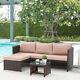 Corner Rattan Garden Furniture Sofa Set Grey Brown Patio Outdoor L-shape Lounge