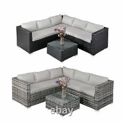 Corner Rattan Sofa Set Outdoor Garden Furniture Patio L-Shaped With Table 192Cms