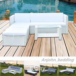 Corner Sofa & Coffee Table & Ottoman Outdoor Garden Patio Rattan Furniture Set