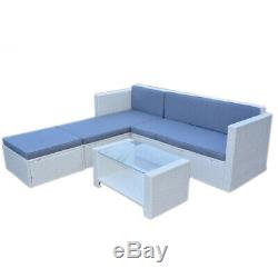 Corner Sofa & Coffee Table & Ottoman Outdoor Garden Patio Rattan Furniture Set