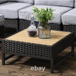 Corner Sofa Garden Furniture 5 PCS Rattan With Wood Effect Table Brown Outsunny