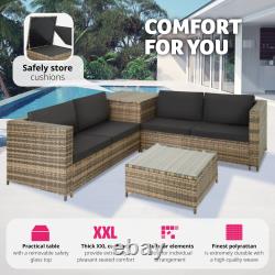 Corner Sofa Garden Furniture Rattan Set Patio Metal Table and Chairs Storage Box