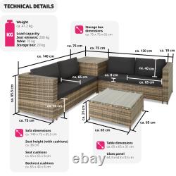 Corner Sofa Garden Furniture Rattan Set Patio Metal Table and Chairs Storage Box