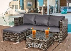 Corner Sofa Rattan Garden L-Shape 4 Seater Furniture Set Indoor/Outdoor Patio