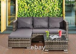 Corner Sofa Rattan Garden L-Shape 4 Seater Furniture Set Indoor/Outdoor Patio