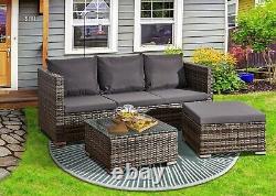 Corner Sofa Rattan Garden L-Shape 4 Seater Furniture Set Indoor/Outdoor Patio