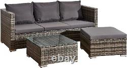 Corner Sofa Rattan Garden L-Shape 4 Seater Furniture Set Indoor/Outdoor Patio