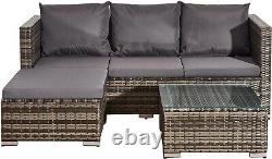 Corner Sofa Rattan Garden L-Shape 4 Seater Furniture Set Indoor/Outdoor Patio