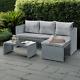 Corner Sofa Rattan Garden Set L Shaped Grey Cushions Outdoor Furniture Lounger