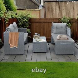 Corner Sofa Rattan Garden Set L Shaped Grey Cushions Outdoor Furniture Lounger