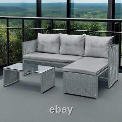 Corner Sofa Rattan Garden Set L Shaped Grey Cushions Outdoor Furniture Lounger