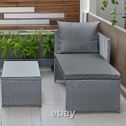 Corner Sofa Rattan Garden Set L Shaped Grey Cushions Outdoor Furniture Lounger