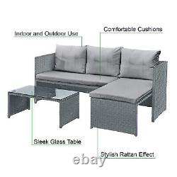 Corner Sofa Rattan Garden Set L Shaped Grey Cushions Outdoor Furniture Lounger