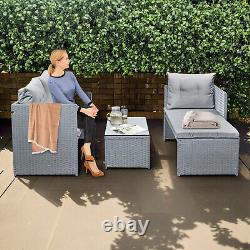 Corner Sofa Rattan Garden Set L Shaped Grey Cushions Outdoor Furniture Lounger