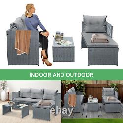 Corner Sofa Rattan Garden Set L Shaped Grey Cushions Outdoor Furniture Lounger