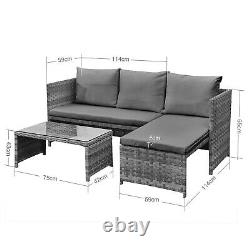 Corner Sofa Rattan Garden Set L Shaped Grey Cushions Outdoor Furniture Lounger