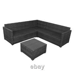 Corner Sofa Set L Shape Outdoor Patio Rattan Garden Furniture Table & Cushion
