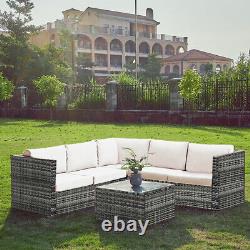 Corner Sofa Set L Shape Outdoor Patio Rattan Garden Furniture Table & Cushions