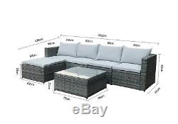 CosmoLiving Rattan Outdoor Garden Furniture Set Grey Miami Cushion Patio Lounge