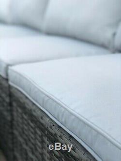 CosmoLiving Rattan Outdoor Garden Furniture Set Grey Miami Cushion Patio Lounge