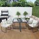 Cosmopolitan 4 Seater Cube Steel Woven Garden Furniture Dining Table & Chair Set