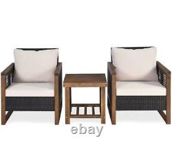 Costway 3PCS Patio Furniture Set Outdoor Garden Conservatory Set withCushions UK