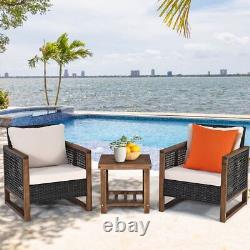 Costway 3PCS Patio Furniture Set Outdoor Garden Conversation Set with Cushions