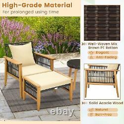 Costway 5 Pcs Patio Furniture Set Garden Wicker Woven Chair Set withCushions