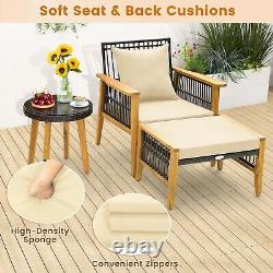 Costway 5 Pcs Patio Furniture Set Garden Wicker Woven Chair Set withCushions