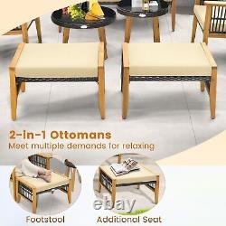 Costway 5 Pcs Patio Furniture Set Garden Wicker Woven Chair Set withCushions