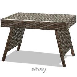 Costway Outdoor Folding Side Table 4 H X 17 W, Rectangle Wicker In Brown