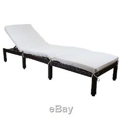 Cream Rattan Sun Lounger Outdoor Garden Patio Furniture Recliner Relaxer Day Bed