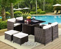 Cube Rattan Garden Furniture 9 Piece Set Colour Choice and with Cover Option