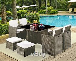 Cube Rattan Garden Furniture 9 Piece Set Colour Choice and with Cover Option
