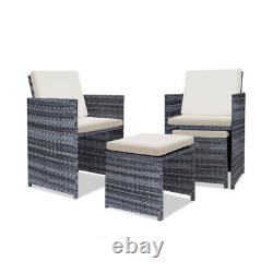 Cube Rattan Garden Furniture Set 8 Seater Dining Table Chairs Stool with Cover