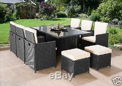 Cube Rattan Garden Furniture Set Chairs Sofa Table Outdoor Patio Wicker 10 Seats