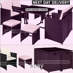 Cube Rattan Garden Furniture Set Chairs Sofa Table Outdoor Patio Wicker 8 Black