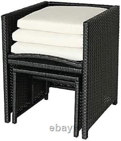 Cube Rattan Garden Furniture Set Chairs Sofa Table Outdoor Patio Wicker 8 Black