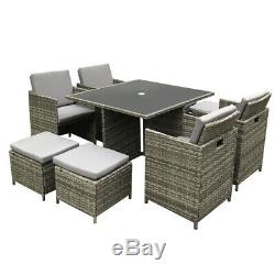 Cube Rattan Garden Furniture Set Chairs Sofa Table Outdoor Patio Wicker 8 Seater