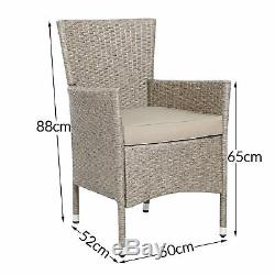 DEUBA Poly Rattan Dining Table Chairs Set 4+1 Garden Furniture Set Beige Grey