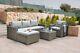 Deluxe Rattan Chaise Lounge Set, Grey Garden Furniture Patio Outdoor Sofa