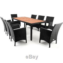 Deuba Poly Rattan Garden Furniture Dining Table Chairs Set Outdoor Patio 8 Seats