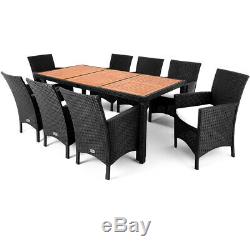 Deuba Poly Rattan Garden Furniture Dining Table Chairs Set Outdoor Patio 8 Seats