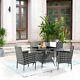 Ecasa Rattan Garden Furniture Bistro Sofa Set 4 Armchair Seat & Table Grey