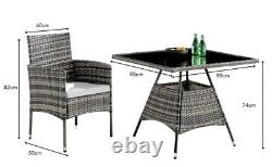 ECASA Rattan Garden Furniture Bistro Sofa Set 4 Armchair Seat & Table Grey