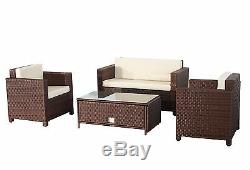 Evre Rome 4PCS Weatherproof Outdoor Furniture Set Durable Rattan Brown