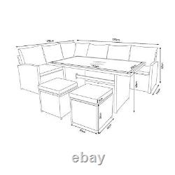 ExDisplay Boxed Matara Rattan Corner Sofa Dining Table Garden Furniture Set Grey