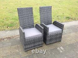 Fimous Dark Grey Mix Reclining Rattan Garden Furniture Sets Dining Table Chair